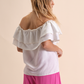 Top elasticizzato Folho con rouches e fiocco