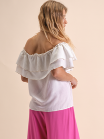 Top elasticizzato Folho con rouches e fiocco