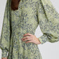 Abito camicia lungo in chiffon a fantasia floreale