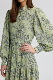 Abito camicia lungo in chiffon a fantasia floreale