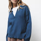 Maglione in maglia rasata con collo polo