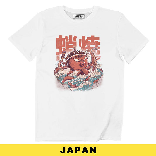 T-shirt streetwear giapponese con stampa polpo