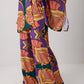 Completo camicia e pantaloni a fantasia multicolor