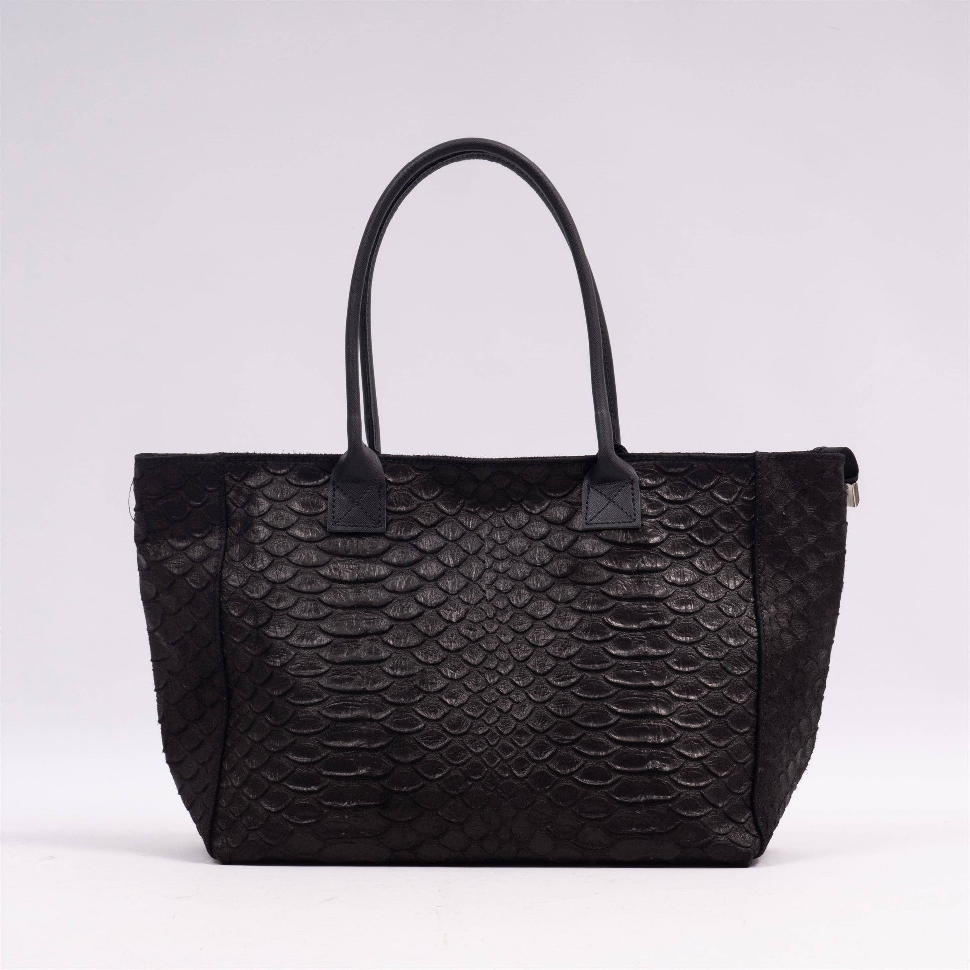 Borsa tote in pelle con texture serpente