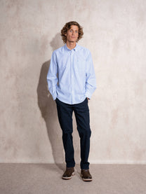 Camicia uomo a righe in cotone e poliestere