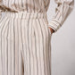 Pantaloni ampi a righe in misto lino