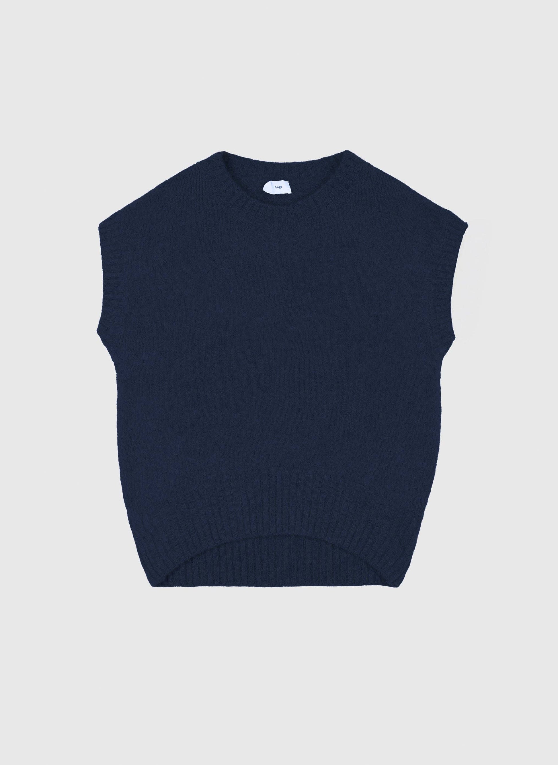 Maglione smanicato oversize blu navy