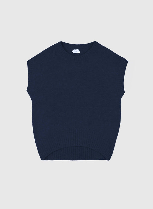 Maglione smanicato oversize blu navy