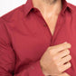 Camicia slim fit elasticizzata bordeaux da uomo
