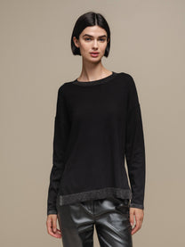 Maglione in maglia con lurex girocollo da donna