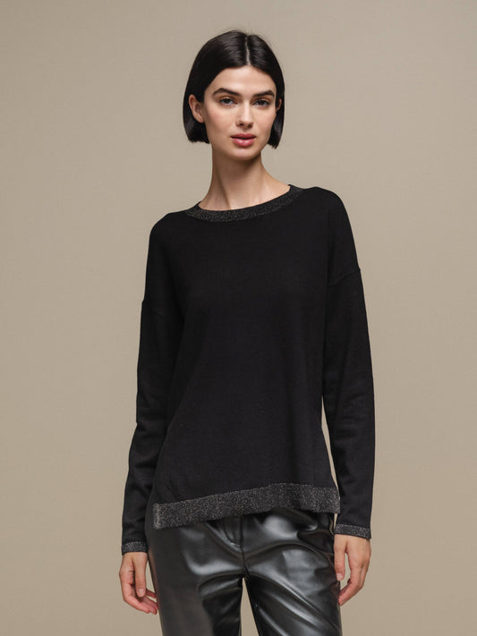 Maglione in maglia con lurex girocollo da donna