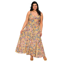 Abito estivo lungo boho senza maniche in voile di cotone
