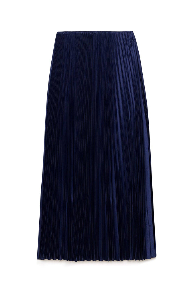Gonna midi plissettata blu navy