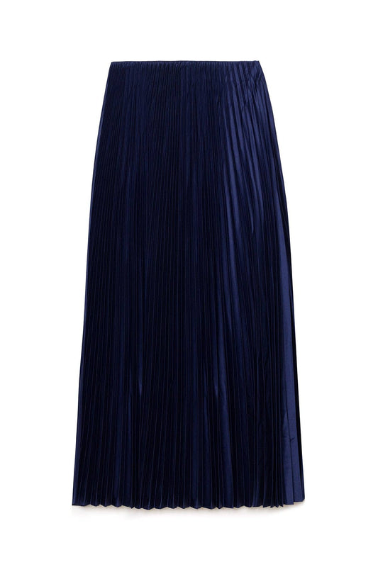 Gonna midi plissettata blu navy