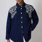 Camicia in denim blu scuro ricamata stile western