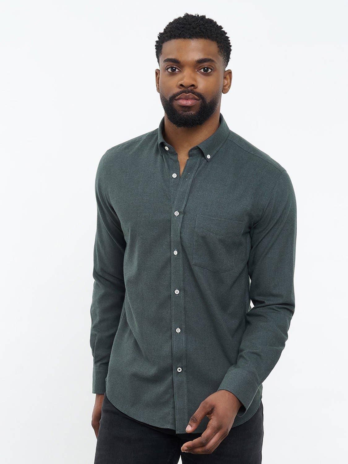 Camicia in flanella su misura verde muschio