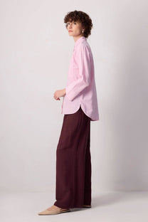 Camicia a righe in cotone rosa
