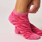Calzini bassi glitterati zebrati in cotone pettinato rosa e rosso