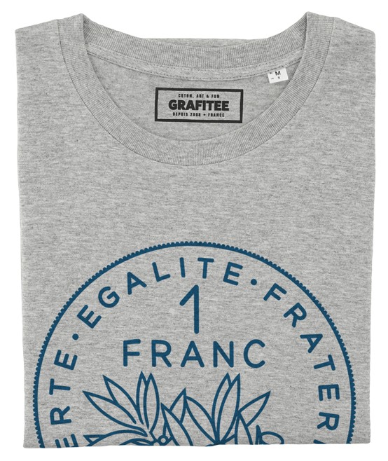 T-shirt unisex in cotone biologico grigio mélange con stampa 1 Franco