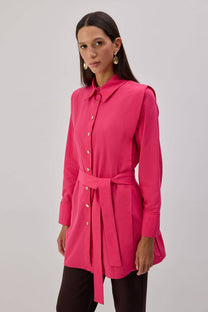Camicia in popeline con cintura