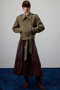 Cappotto corto doppiopetto con cintura
