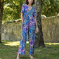 Tuta jumpsuit a fantasia multicolor in maglia fredda