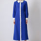 Abito camicia in crêpe blu con bordi a contrasto