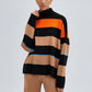 Maglia tunica oversize a righe con collo alto