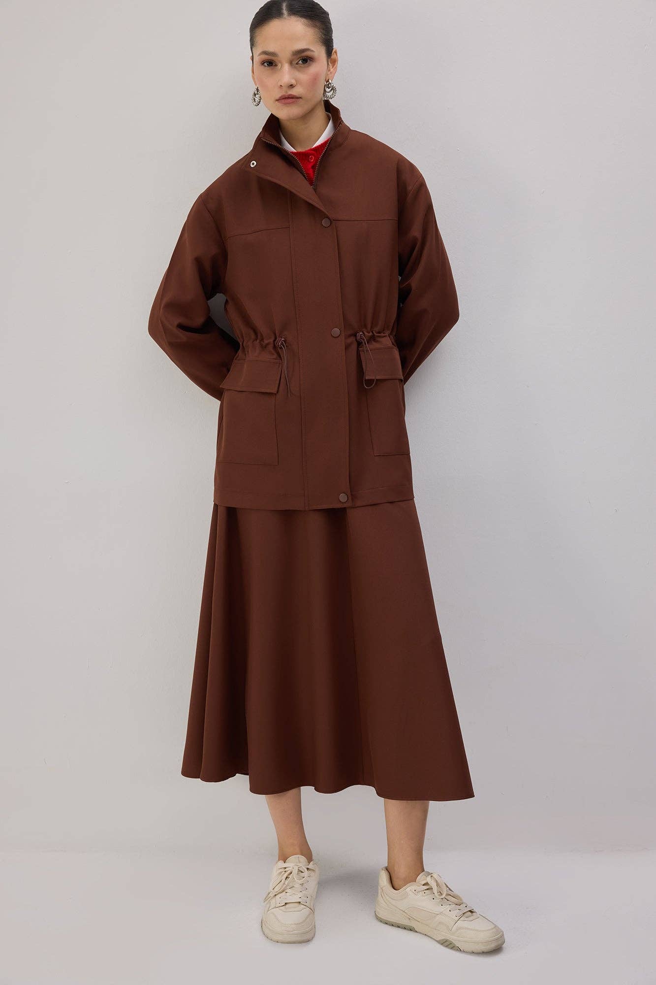 Giacca con zip e collo dritto