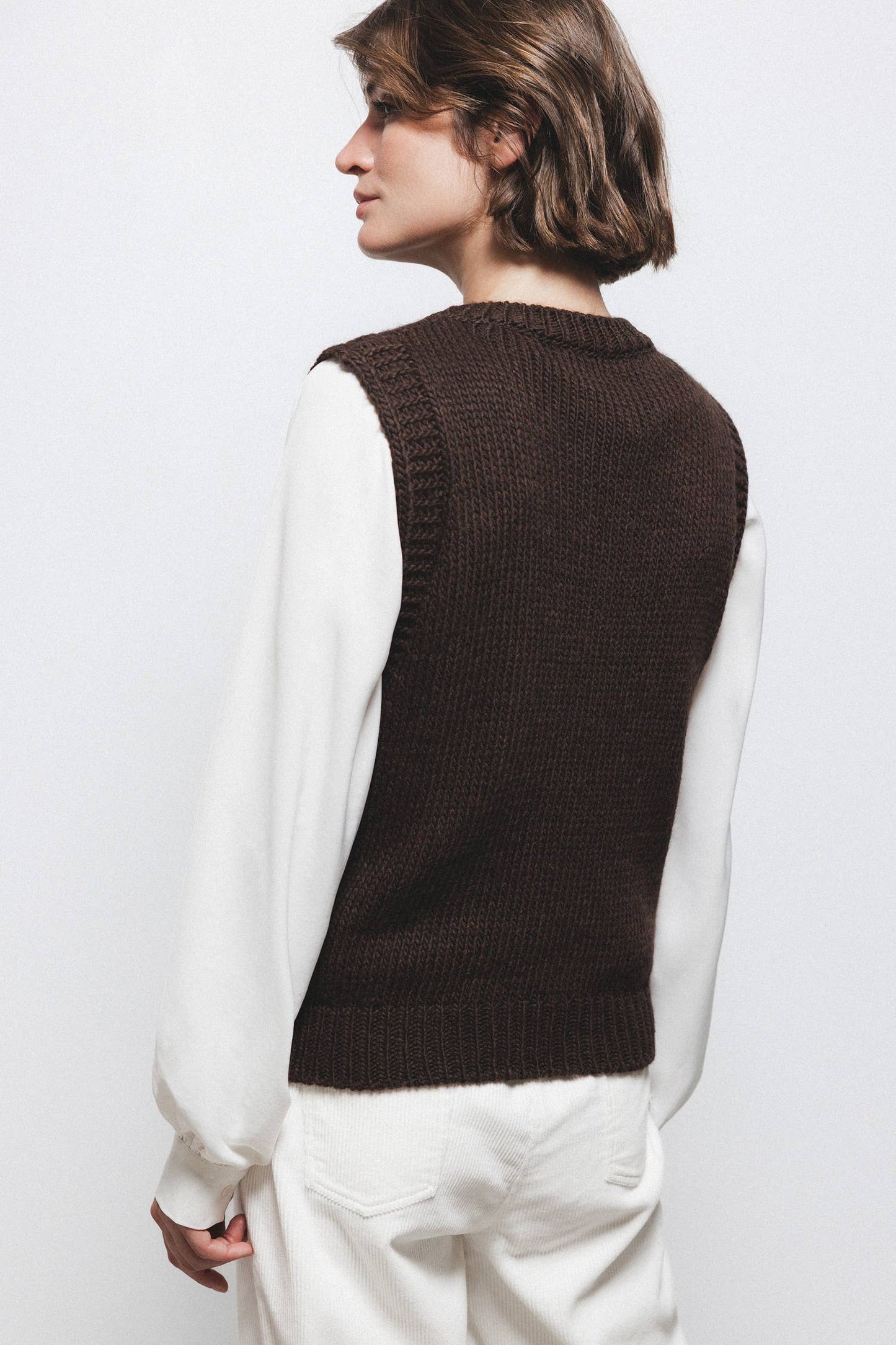 Gilet in maglia strutturata con scollo tondo