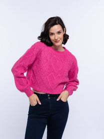Maglione cropped in maglia a trecce da donna