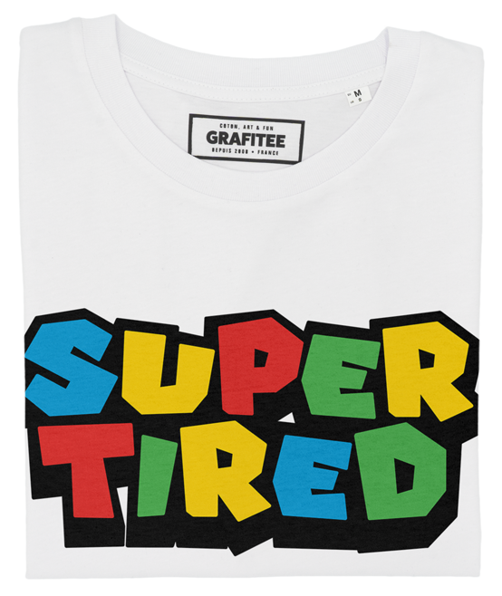 T-shirt unisex "Super Tired" in cotone biologico con stampa