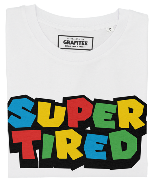 T-shirt unisex "Super Tired" in cotone biologico con stampa