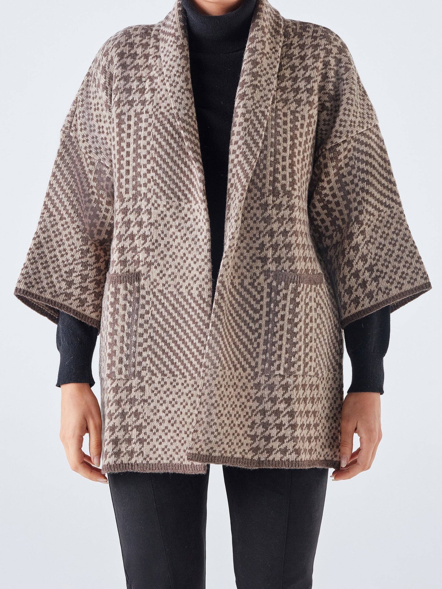 Giacca cardigan in maglia jacquard con tasche