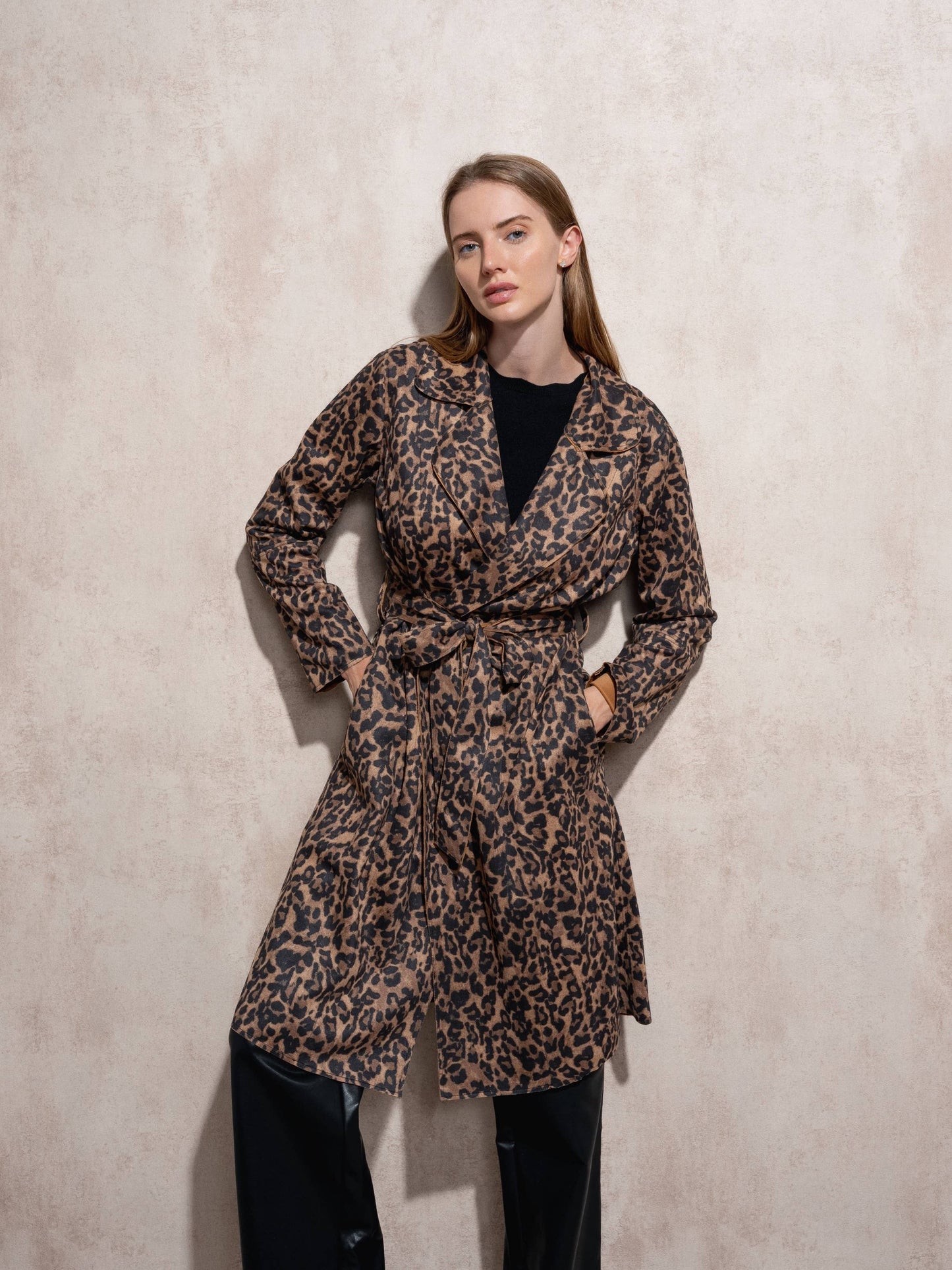 Trench coat animalier da donna