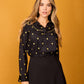 Camicia Bellota nera ricamata con micro cuori