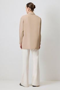 Camicia beige con fiocchi in misto cotone