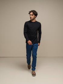 Maglia uomo girocollo a manica lunga in cotone e poliestere