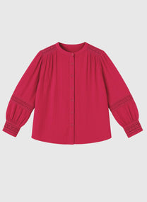 Camicia fucsia con inserti in pizzo