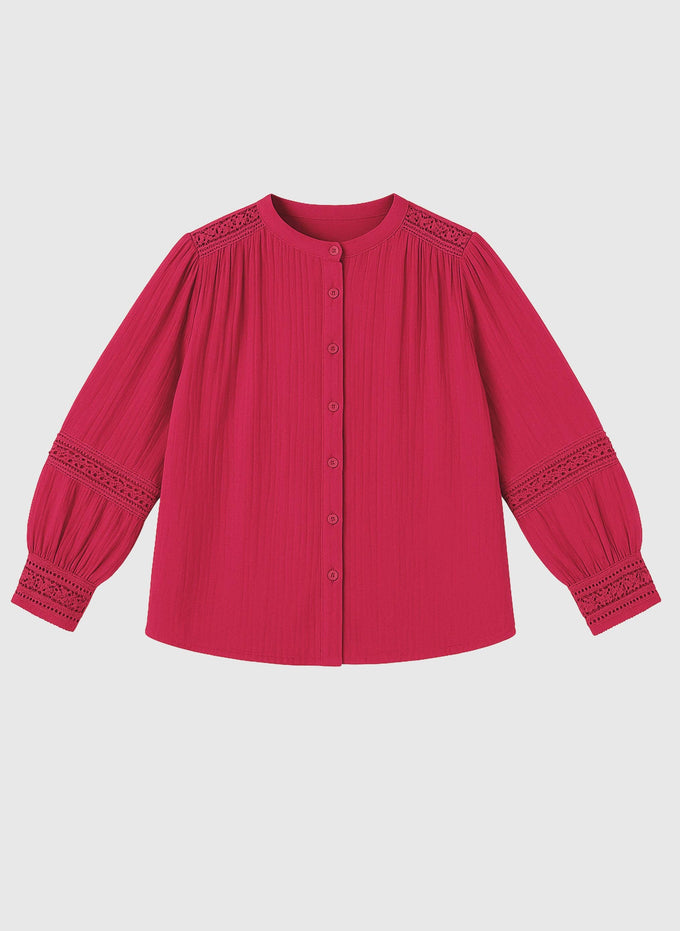 Camicia fucsia con inserti in pizzo