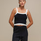 Top in maglia effetto fluffy bicolore