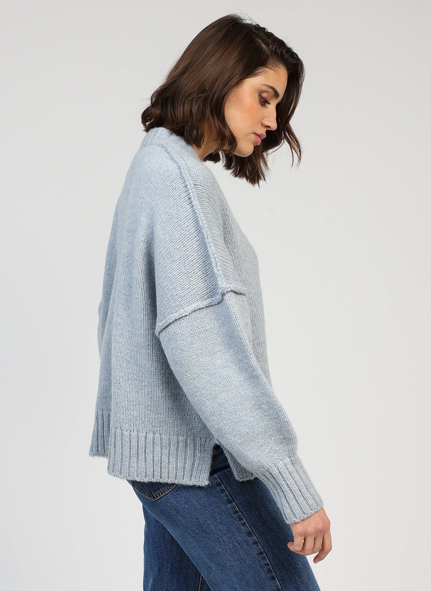 Cardigan in maglia spessa color cielo