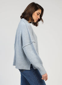 Cardigan in maglia spessa color cielo