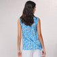 Blusa in raso stampato senza maniche con scollo a V