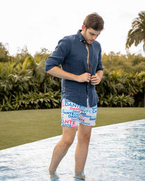 Camicia in lino organico blu navy da uomo