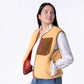 Gilet sherpa smanicato con zip beige da donna