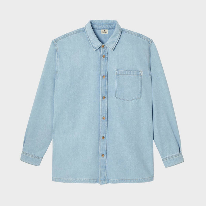 Overshirt in denim sbiancato azzurro chiaro