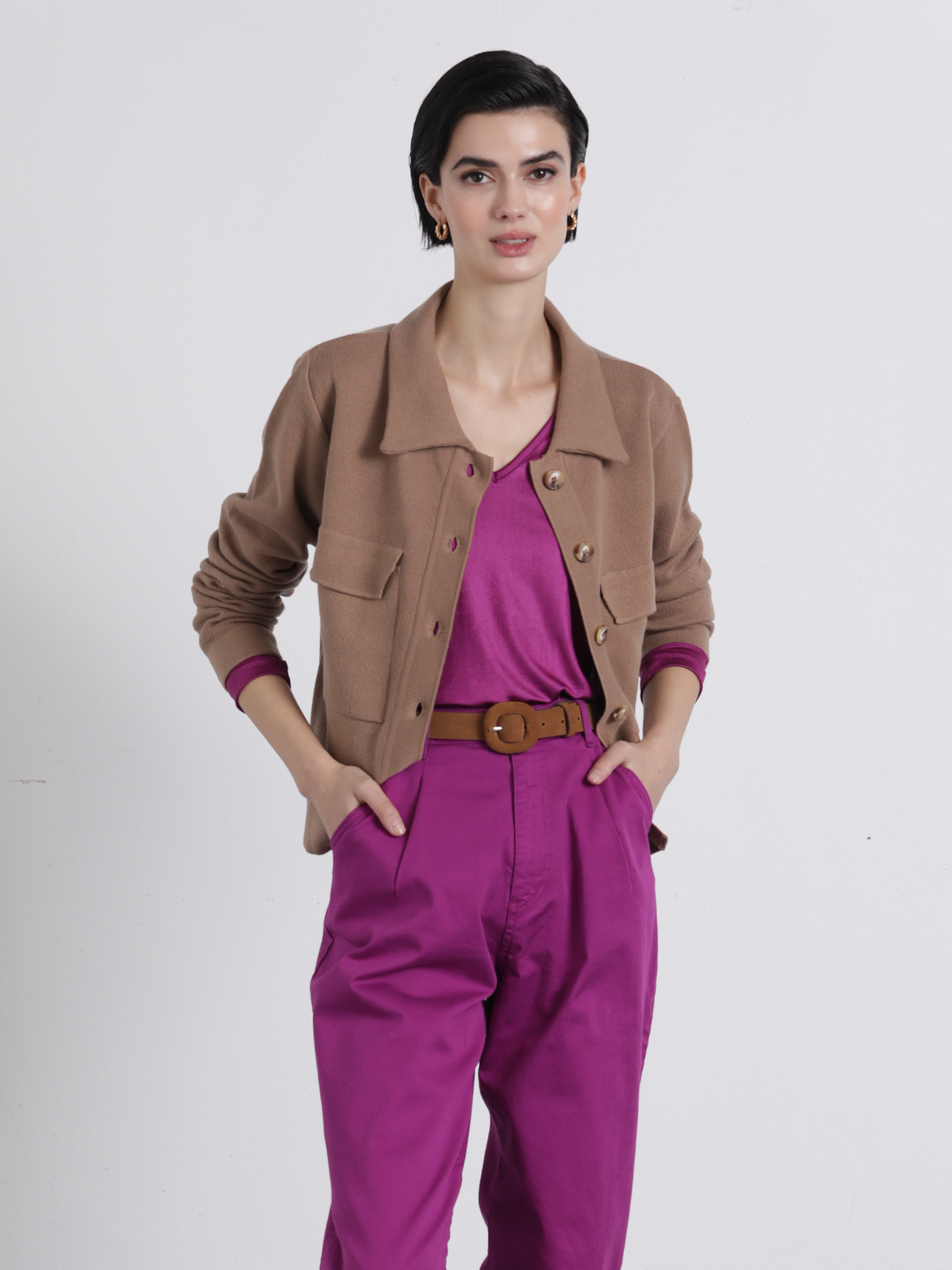 Giacca cardigan con bottoni e tasche