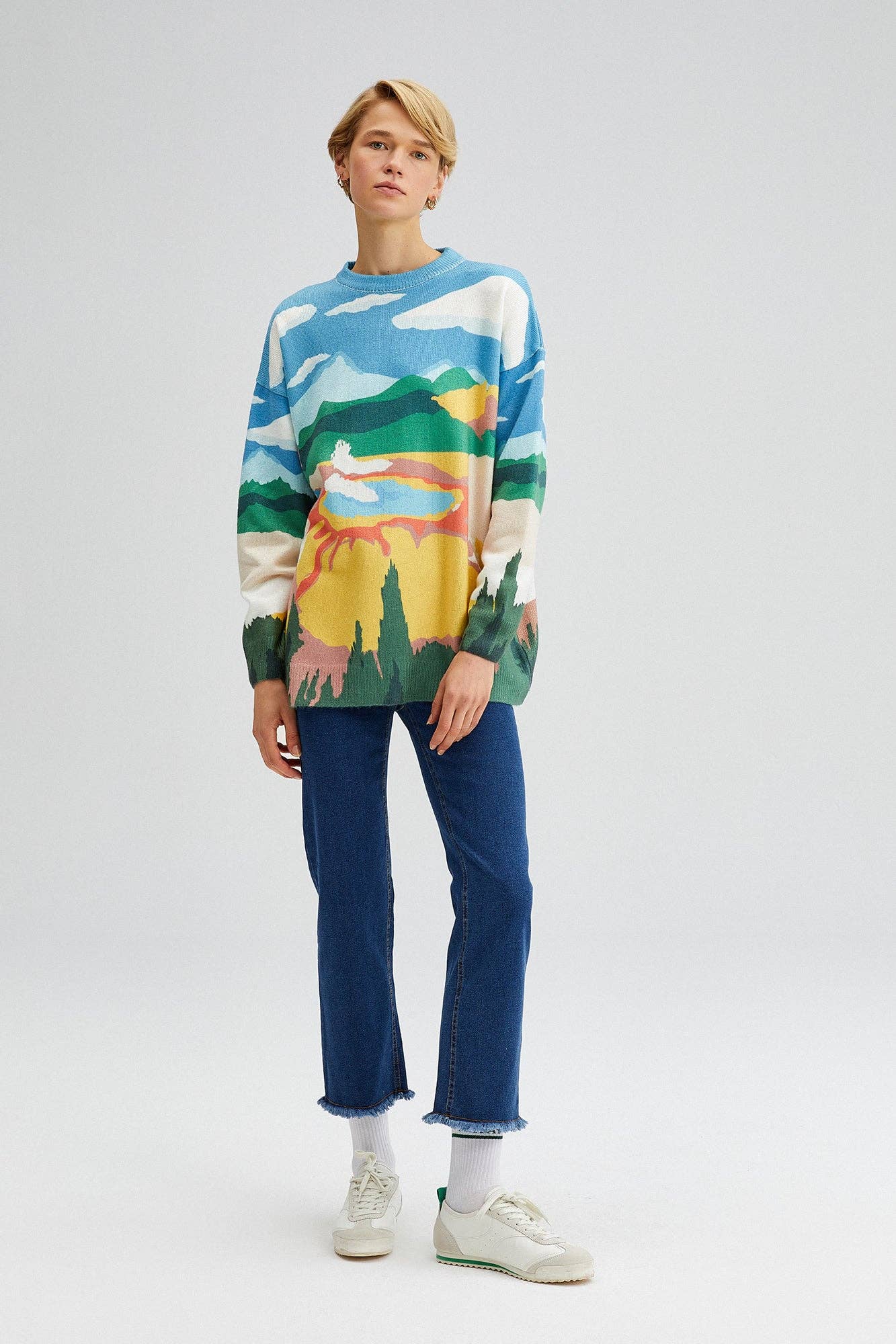 Maglione in maglia con motivo paesaggio