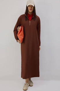 Abito dritto lungo con zip